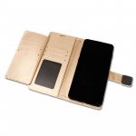 Wholesale Galaxy S10 Multi Pockets Folio Flip Leather Wallet Case with Strap (Gold)